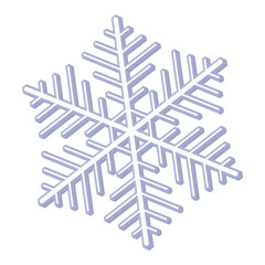 3D snowflake icon on transparent background.  Vector Illustration.
