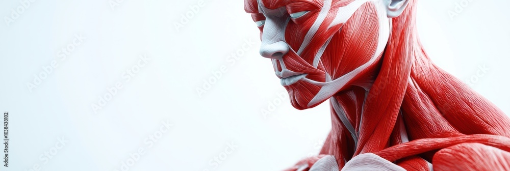 Aufkleber this realistic 3d rendering displays a close-up view of muscle anatomy, highlighting the red and whi