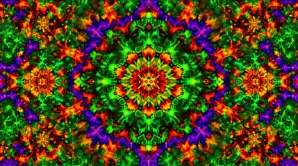 Mesmerizing Kaleidoscopic Geometric Pattern with Vibrant Digital