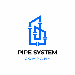 Obraz premium Construction building pipeline system plumbing logo design