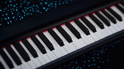 Floating 3D Piano Keys with Digital Background