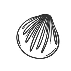 Xiaolongbao, bao bun or dumpling line icon. Outline hand drawn Baozi made of minced pork wrapped in flour dough, element of dim sum. breakfast, Chinese food mascot, dumpling icon vector illustration