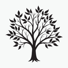 Obraz premium Elegant Tree and Branches Silhouette Vector Illustration