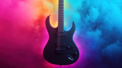 Electric Guitar with Colorful Light and Smoke Effect