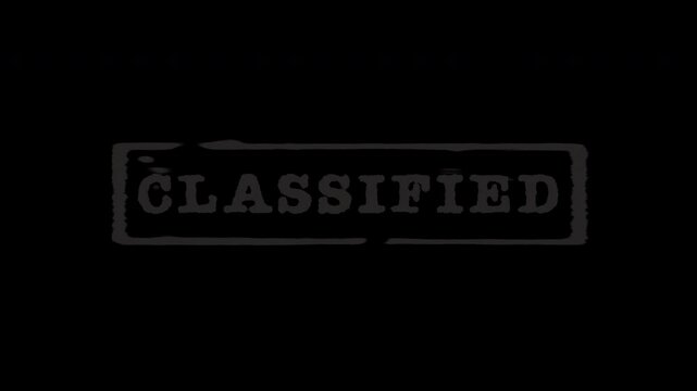 Classified Rubber stamp dark grey ink with alpha channel background overlay [4K]
