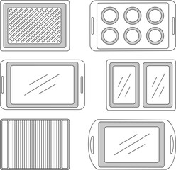 Baking tray icon set