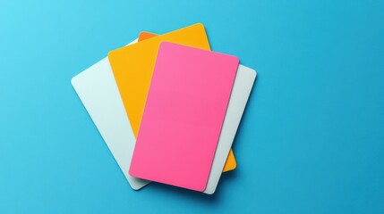 Vibrant Colored Cards on Blue Background