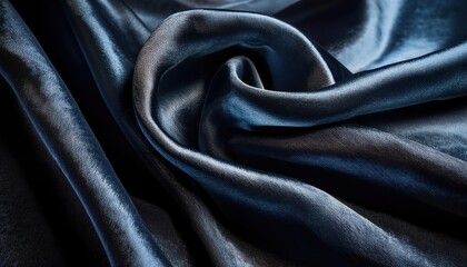 Fototapeta premium Luxurious Deep Blue Purple Silk Fabric with Dramatic Ripples and Soft, Lustrous Texture. Ideal for Fashion Design, Elegant Backgrounds, Interior Decor, and High End Branding Visuals
