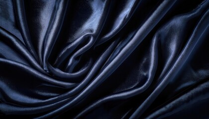 Luxurious Deep Blue Purple Silk Fabric with Dramatic Ripples and Soft, Lustrous Texture. Ideal for Fashion Design, Elegant Backgrounds, Interior Decor, and High End Branding Visuals