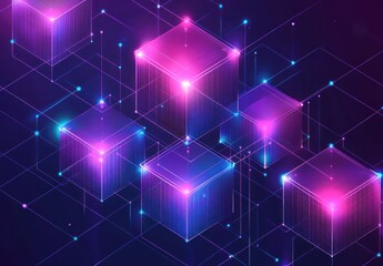 Obraz premium Abstract 3D Network of Glowing Cubes