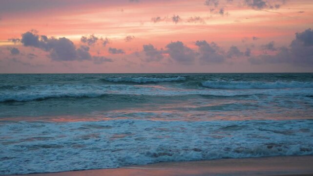 colorful cloud in bright sky of sunset above the ocean at Khao Khad Phuket. .Majestic sunset or sunrise landscape Amazing light of nature background