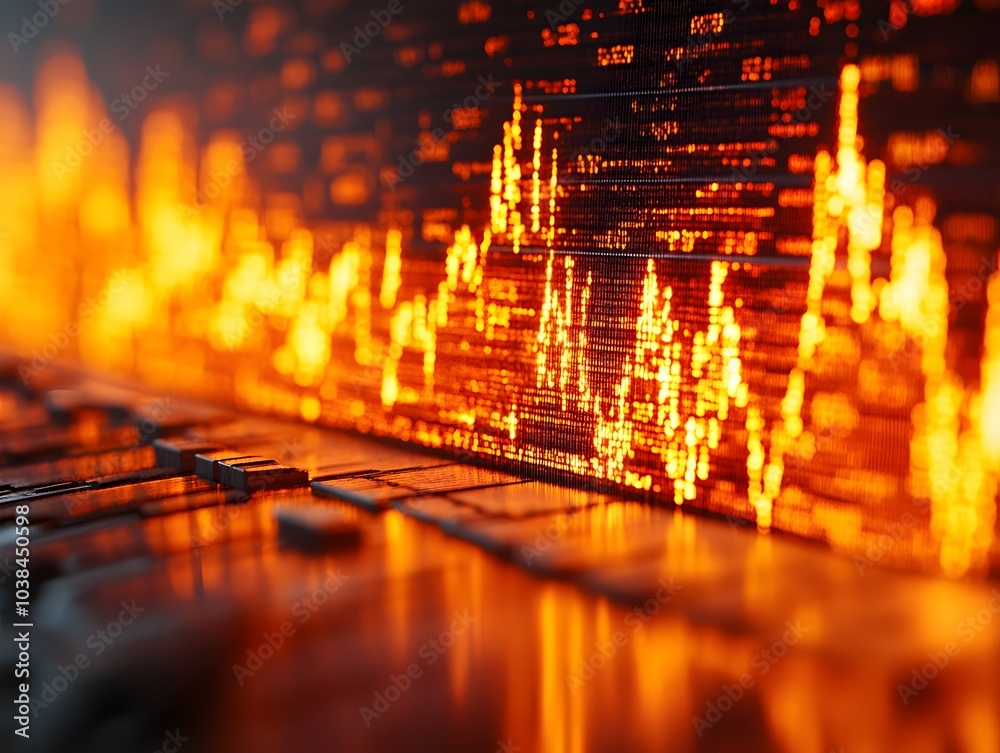 Poster abstract visualization of data with vibrant orange and yellow wave patterns.