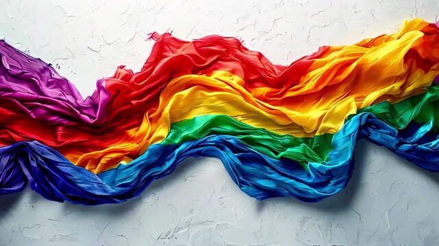 Colorful rainbow flag draped elegantly, symbolizing LGBTQ+ pride, diversity, and acceptance