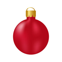 Bright red 3D Christmas ball on a transparent background