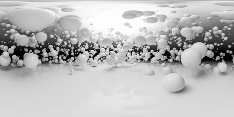 360 degree panorama of Surreal Abstract White Spheres in Gradient Background © eliahinsomnia