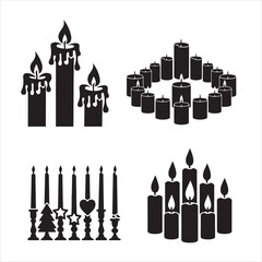 set of vector candles silhouette 