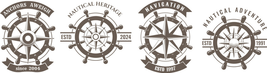 Obraz premium Nautical retro emblem set