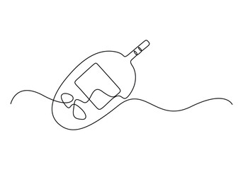 Obraz premium Continuous one line drawing of diabetes equipment's. Medical health care concept. Minimalistic art. Diabetic health concept vector illustration