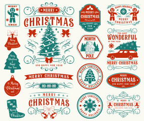 Merry Christmas colorful set labels