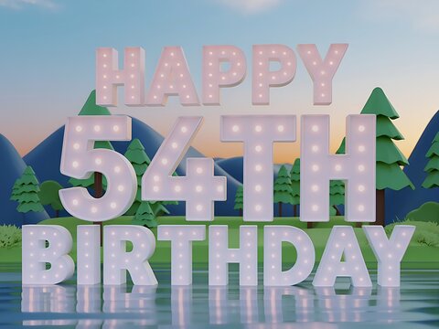 Happy 54th Birthday in Stylish Font