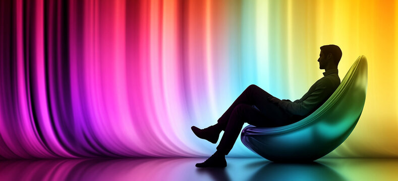Lesen und Entspannung im Regenbogenlicht &ndash; Modernes Konzept f&uuml;r Freizeit, Bildung und Ruhe und Entspannung 