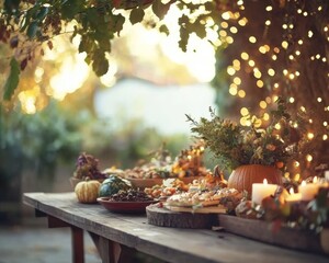 A Halloween arts and crafts table for kids pumpkins glowing on the side