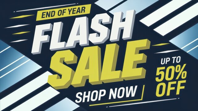 Promotional banner for end of year flash sale with discount offer.