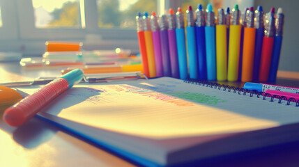 Colorful Markers and Notepad on a Desk