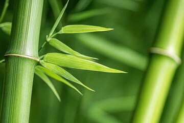 Obraz premium Close-up of bamboo stalks with rich green tones in a tropical setting