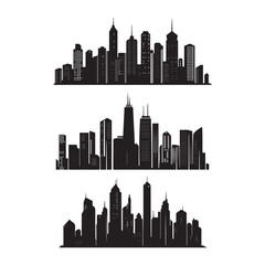 Naklejka premium vector of black City Skyline Silhouette