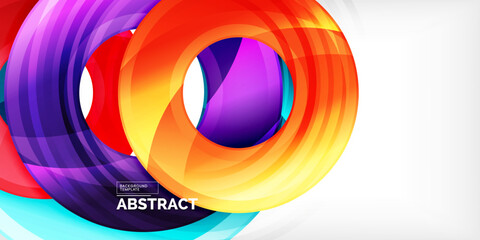 Fototapeta premium Bright colorful circles with light effects. Abstract background