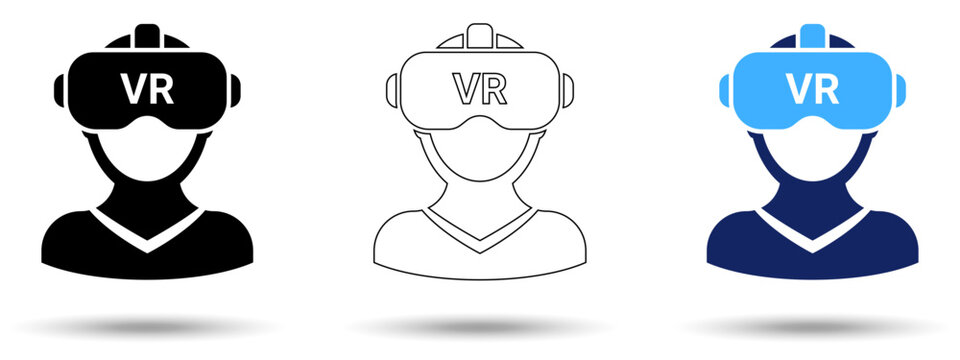 Virtual reality icon. Virtual reality icon on a white background, isolated. The icon has three uses in applications and websites. Vector illustration. Virtual reality icon on a white background.