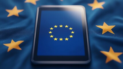 GDPR compliance alert on futuristic tablet, 3D illustration