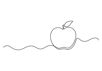 Apple continuous line drawing. Single line drawing of Apple fruits. Delicious fruits concept vector illustration