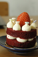 Red Velvet cake with strawberry