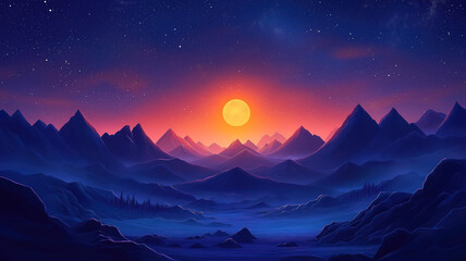 Celebrating the longest night of the year with winter solstice day design featuring mountains and sky