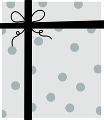 Cute hand drawn gift box with ribbon vector