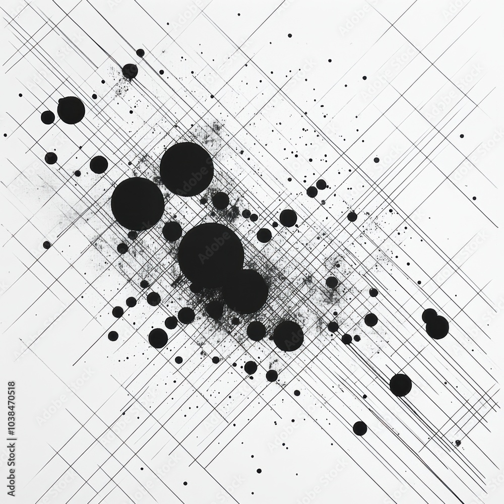 Leinwandbilder A striking arrangement of large and small circles aligned across a diagonal grid, creating an engaging abstract design that captures attention. Generative AI