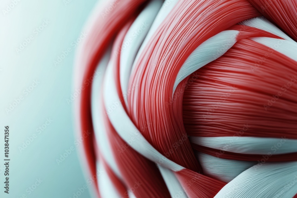 Fototapete a detailed close-up reveals the intricate fibers and textures of red and white muscle, emphasizing i