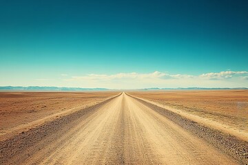 Naklejka premium A vast desert landscape unfolds beneath a clear blue sky. Generative Ai