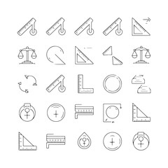 Measurement and Geometry Icon Set  Minimalist Line Art Vector Illustrations