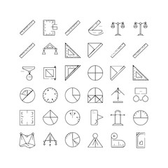 Measurement and Geometry Icon Set  Minimalist Line Art Vector Illustrations