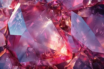 Abstract dark pink  crystal patterns with geometric clarity, nature design, sparkling facets