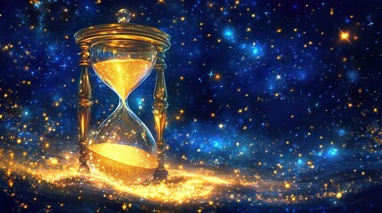 Magische Sanduhr im Sternenhimmel