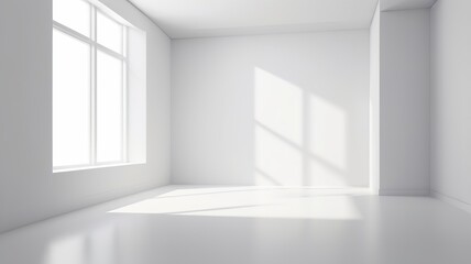 Fototapeta premium White Empty Room with Abstract Window Shadows