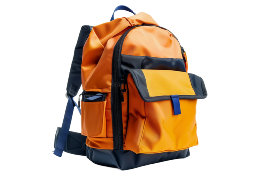 Versatile Fashionable School Backpack with Adjustable Straps Isolated on Transparent Background