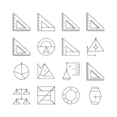 Measurement and Geometry Icon Set  Minimalist Line Art Vector Illustrations