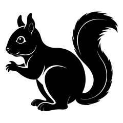 Squirrel line art vector silhouette with white Background