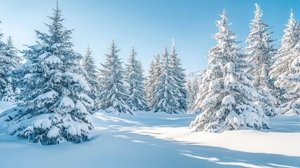 Obraz premium Serene Snowy Winter Landscape with Pine Trees