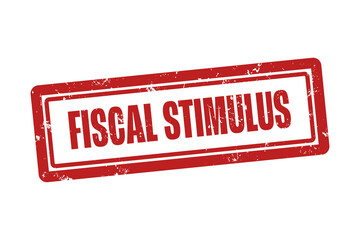 Fiscal Stimulus. A red stamp isolated on white background.